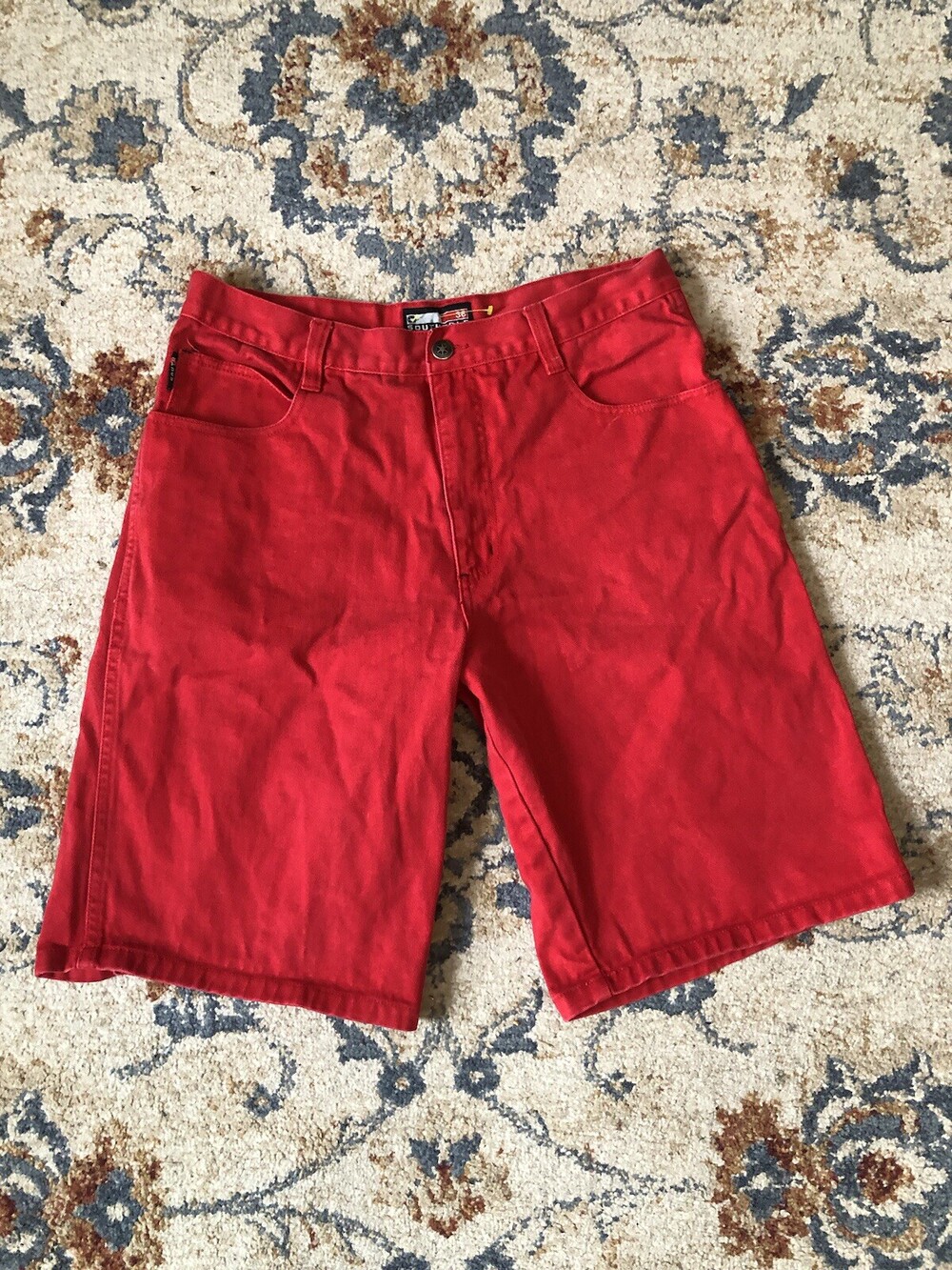 SouthPole Men's Cargo Shorts Red Baggy Hip Hop Size 36
